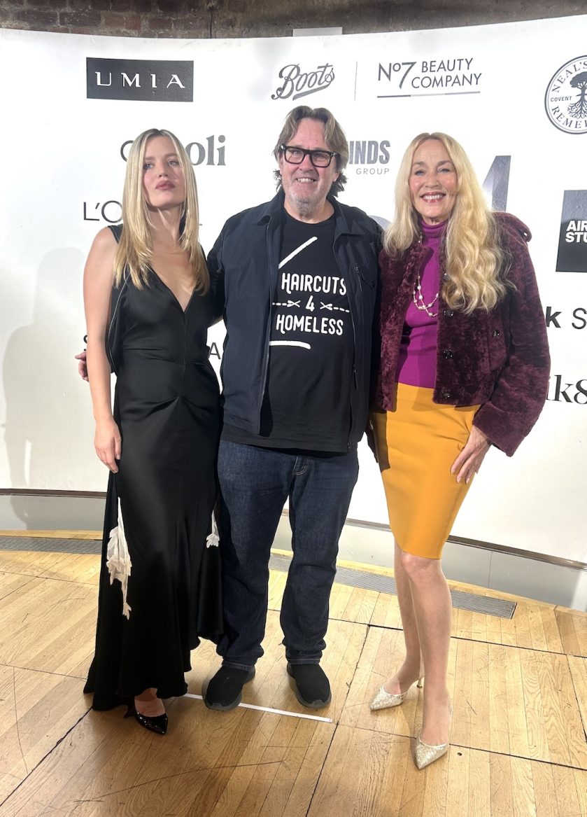 Georgia May, Stewart Roberts at Haircuts4Homeless with Jerry Hall