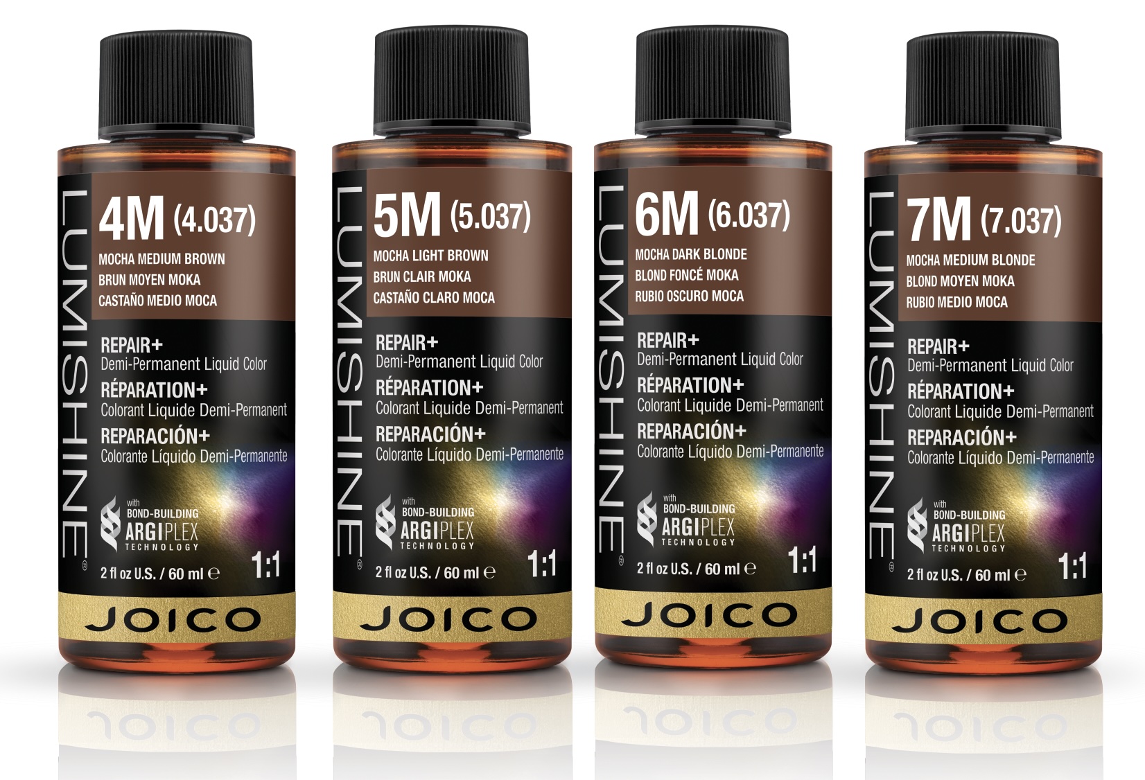 NEW LUMISHINE® DEMI LIQUID COLOR SERIES IN MOCHA (M) AND ASH GOLD (AG)